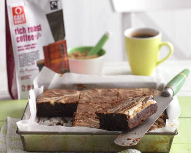 Coffee and chocolate cream cheese brownies