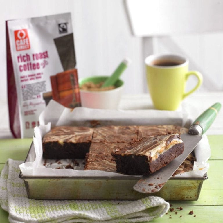 Coffee and chocolate cream cheese brownies