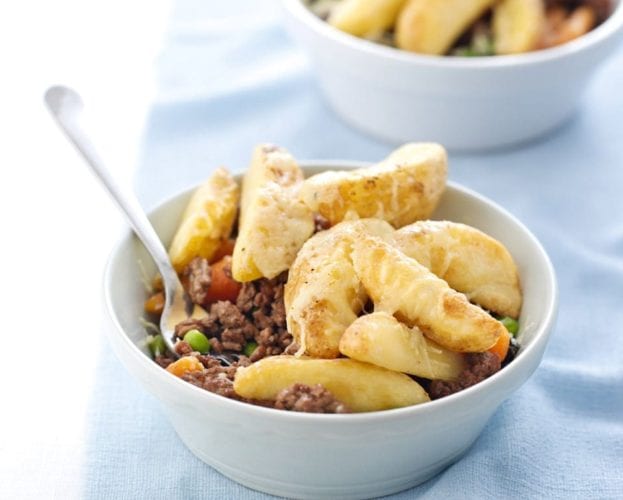 Lamb shank hotpot pie with pickled red cabbage