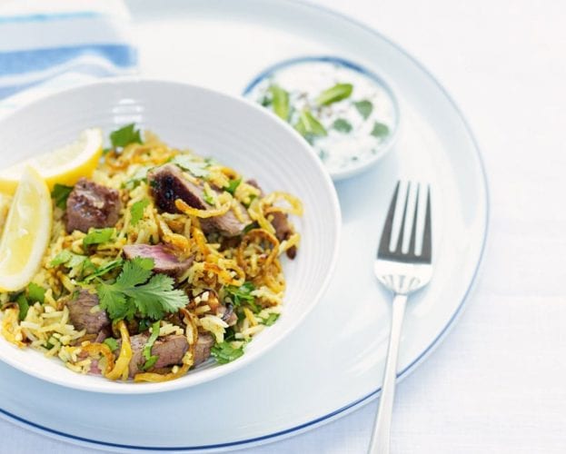 Green chicken biryani