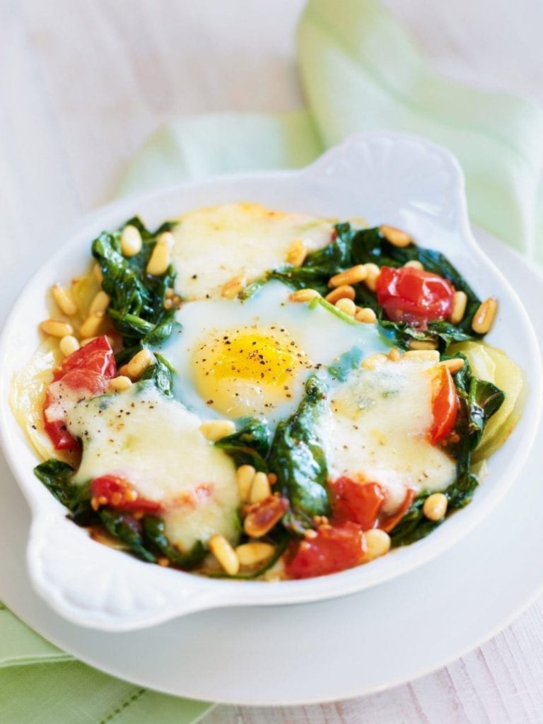 Baked potato and egg florentine