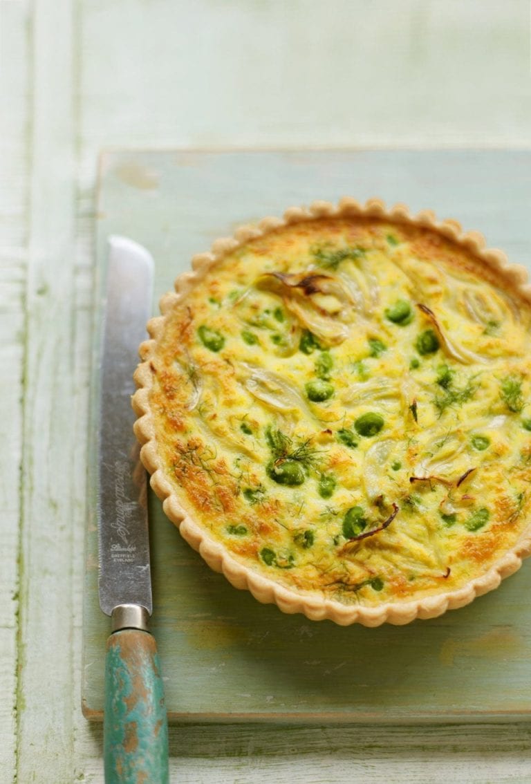 Fennel and broad bean tart