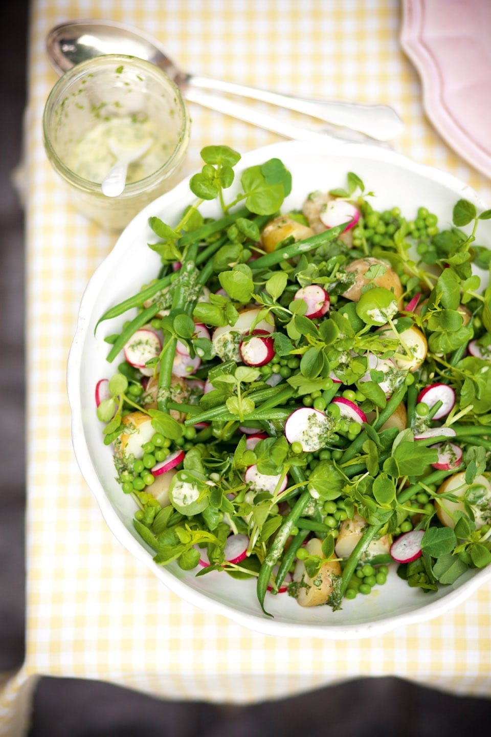 Green bean and pea salad with salad cream dressing recipe delicious