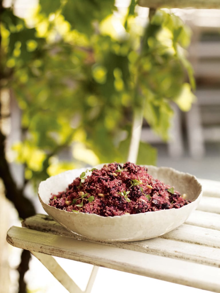 Balsamic-roasted beetroot, lemon and couscous salad