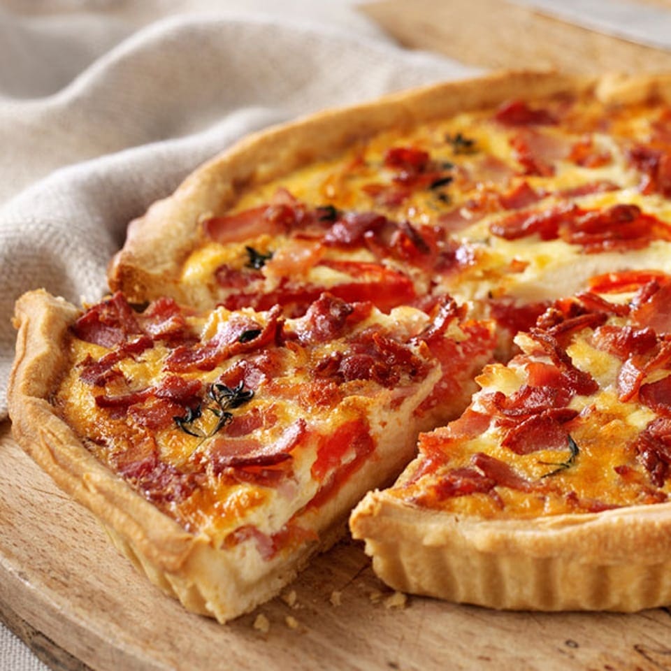 James Martin's bacon, cheese and tomato quiche recipe | delicious. magazine