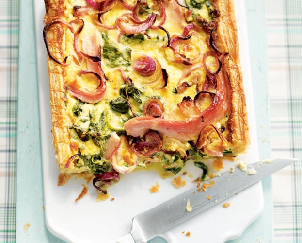 Spring onion, ham and mustard tart