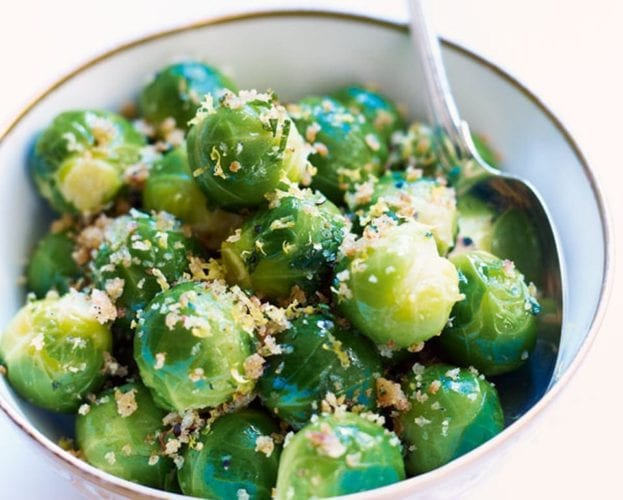 Sprouts with lemon parsley crumbs