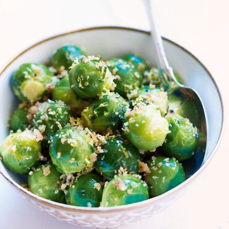 Sprouts with lemon parsley crumbs