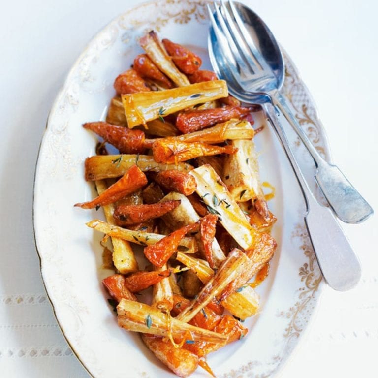 Carrots and parsnips with maple and orange glaze