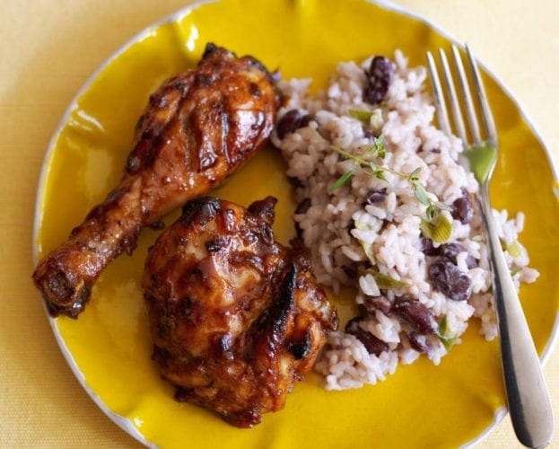Caribbean chicken with rice and black beans