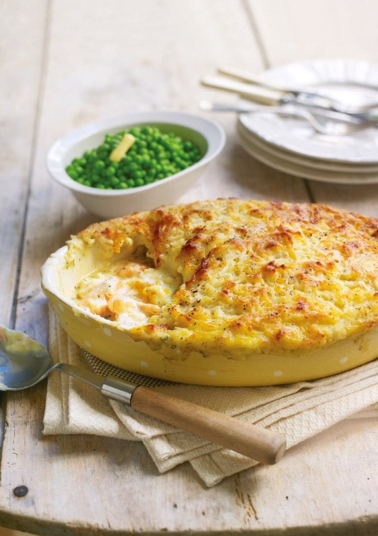 Creamy smoked haddock and prawn pie