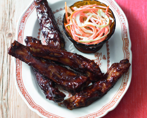 Hoisin duck on cucumber