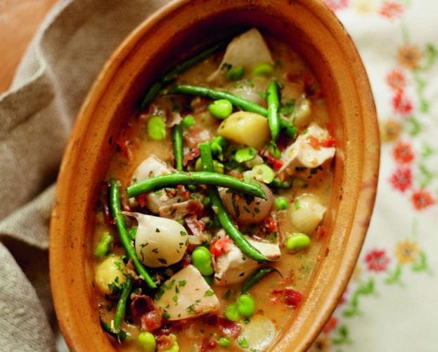 Spring veg and chicken stew
