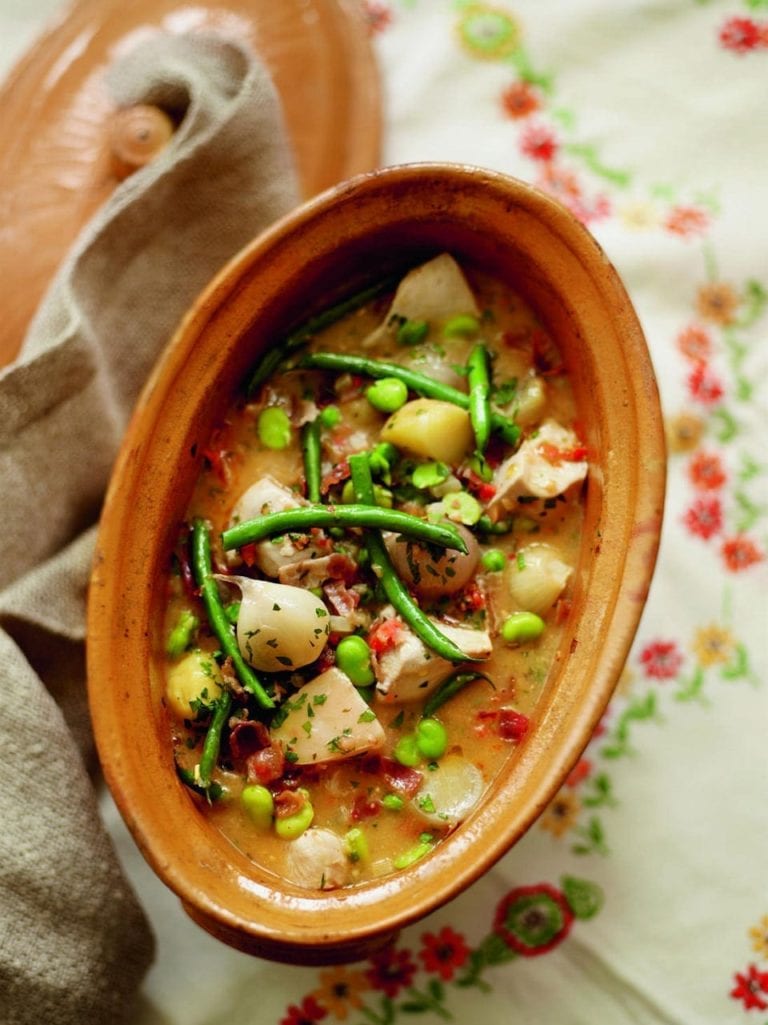 Spring veg and chicken stew