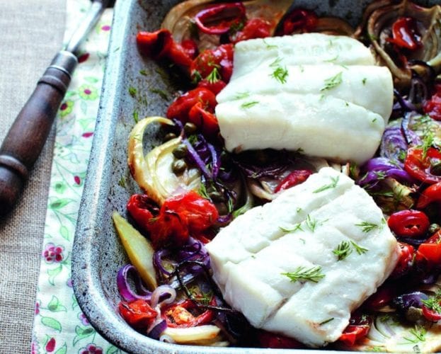 Lightly curry-spiced cod with red wine sauce and lentils recipe ...