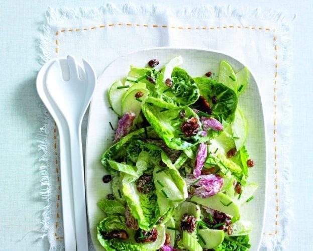Roast chicken with red cabbage waldorf