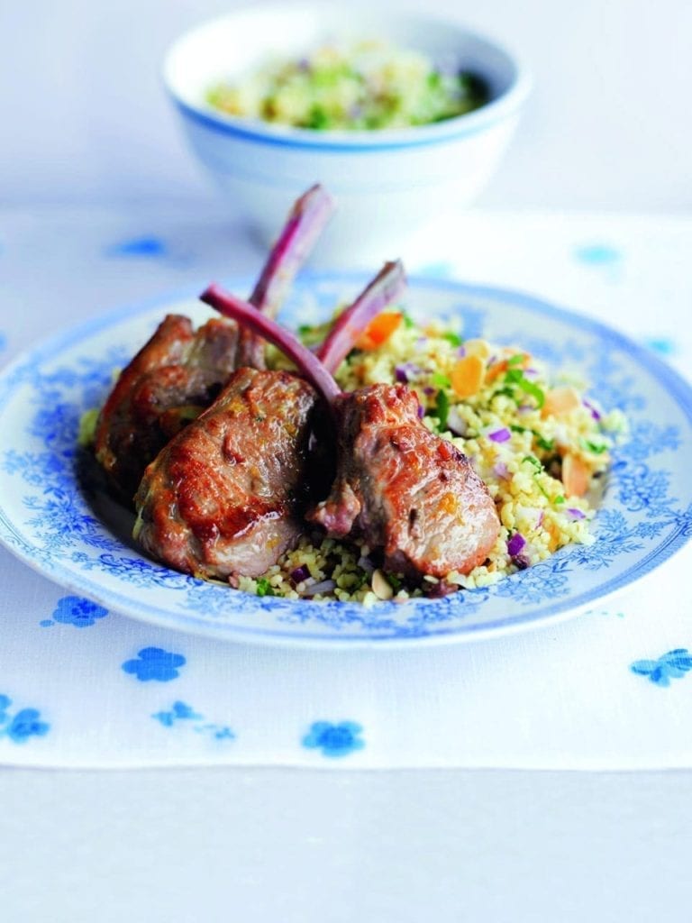 Lamb cutlets with mint and parsley tabouleh