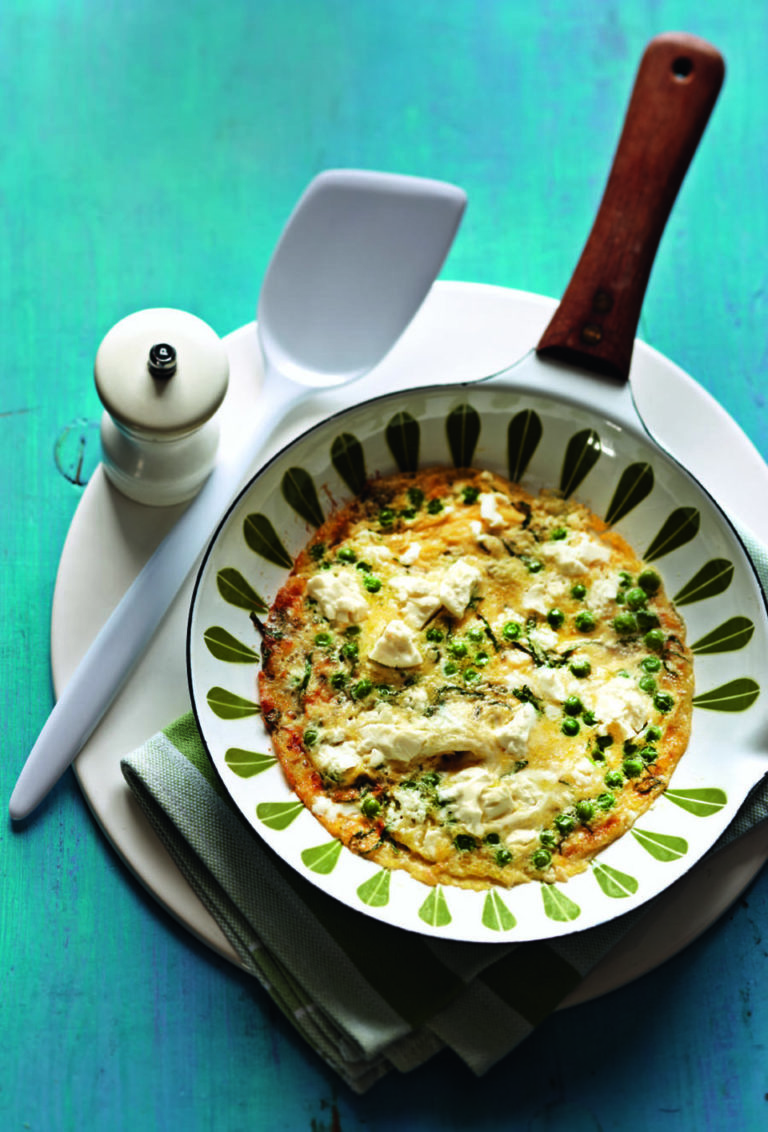 Pea, mint and feta omelette