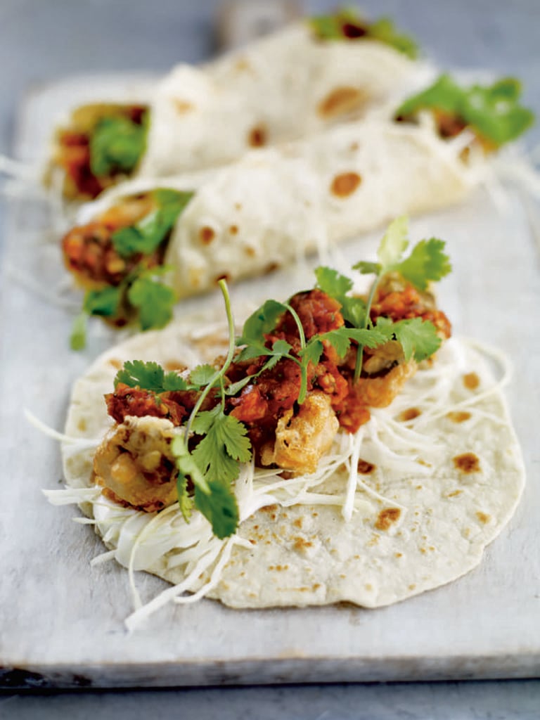 Baja-style deep-fried mackerel tacos