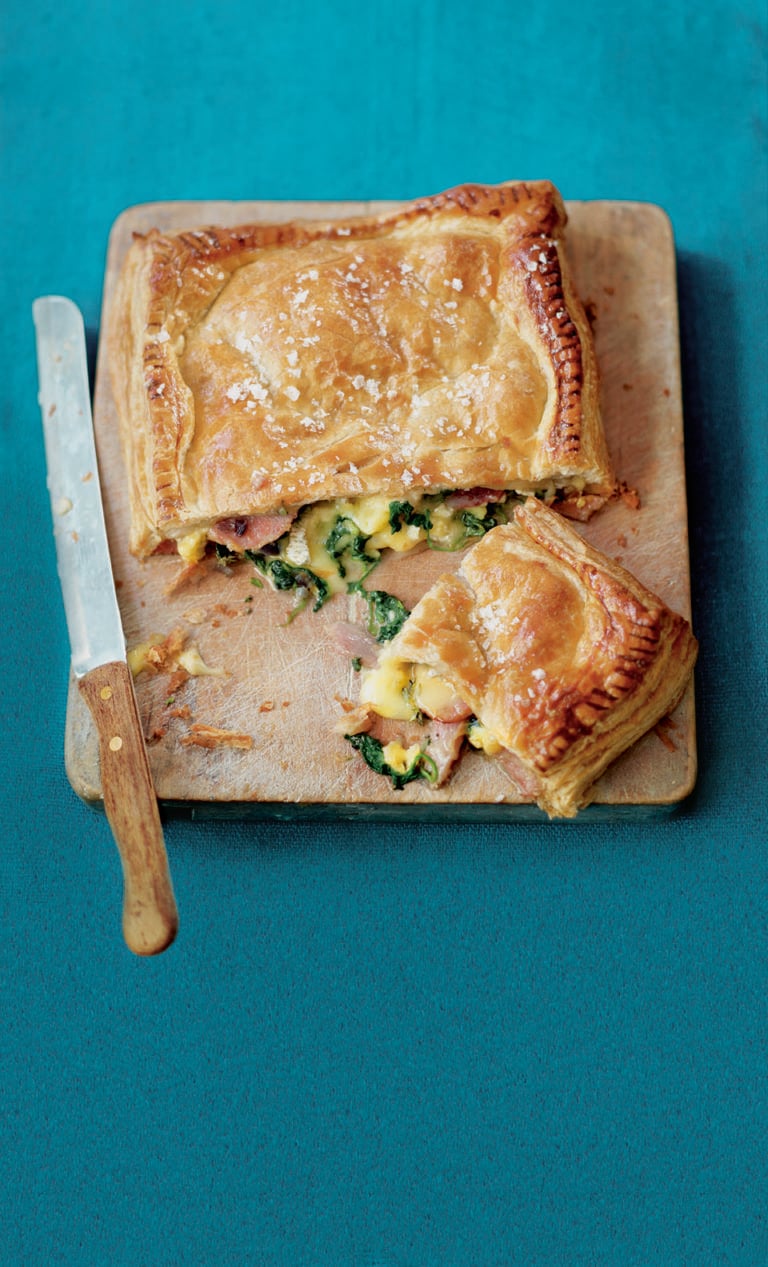 Ham and brie stuffed puff parcel