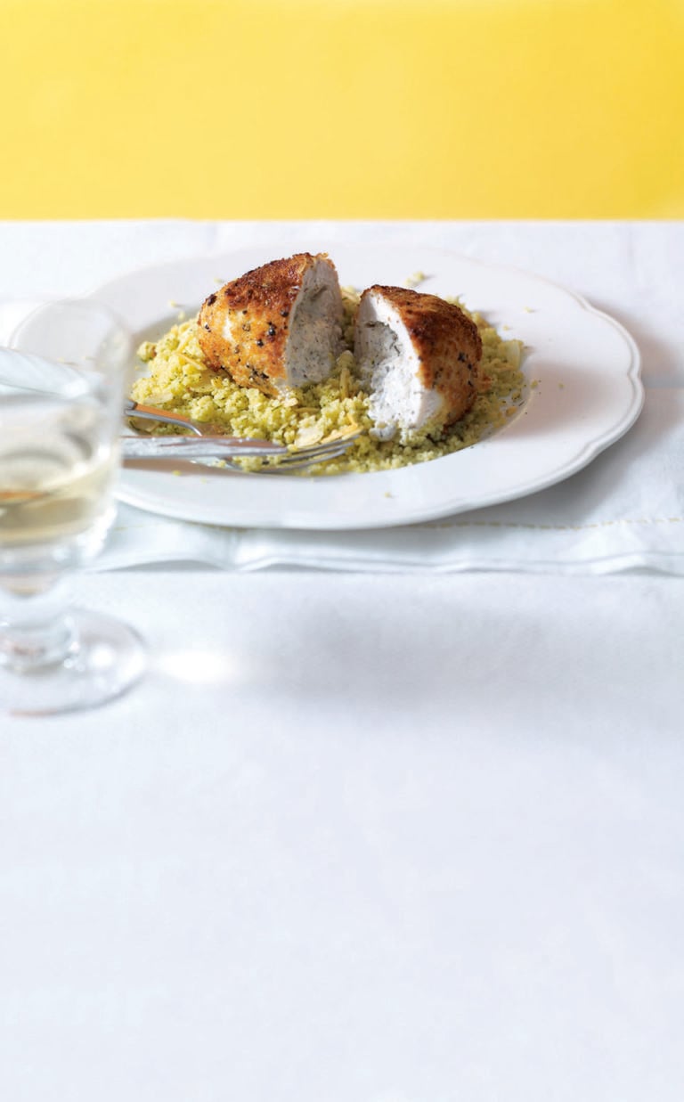 Zatar-stuffed chicken with lemon couscous