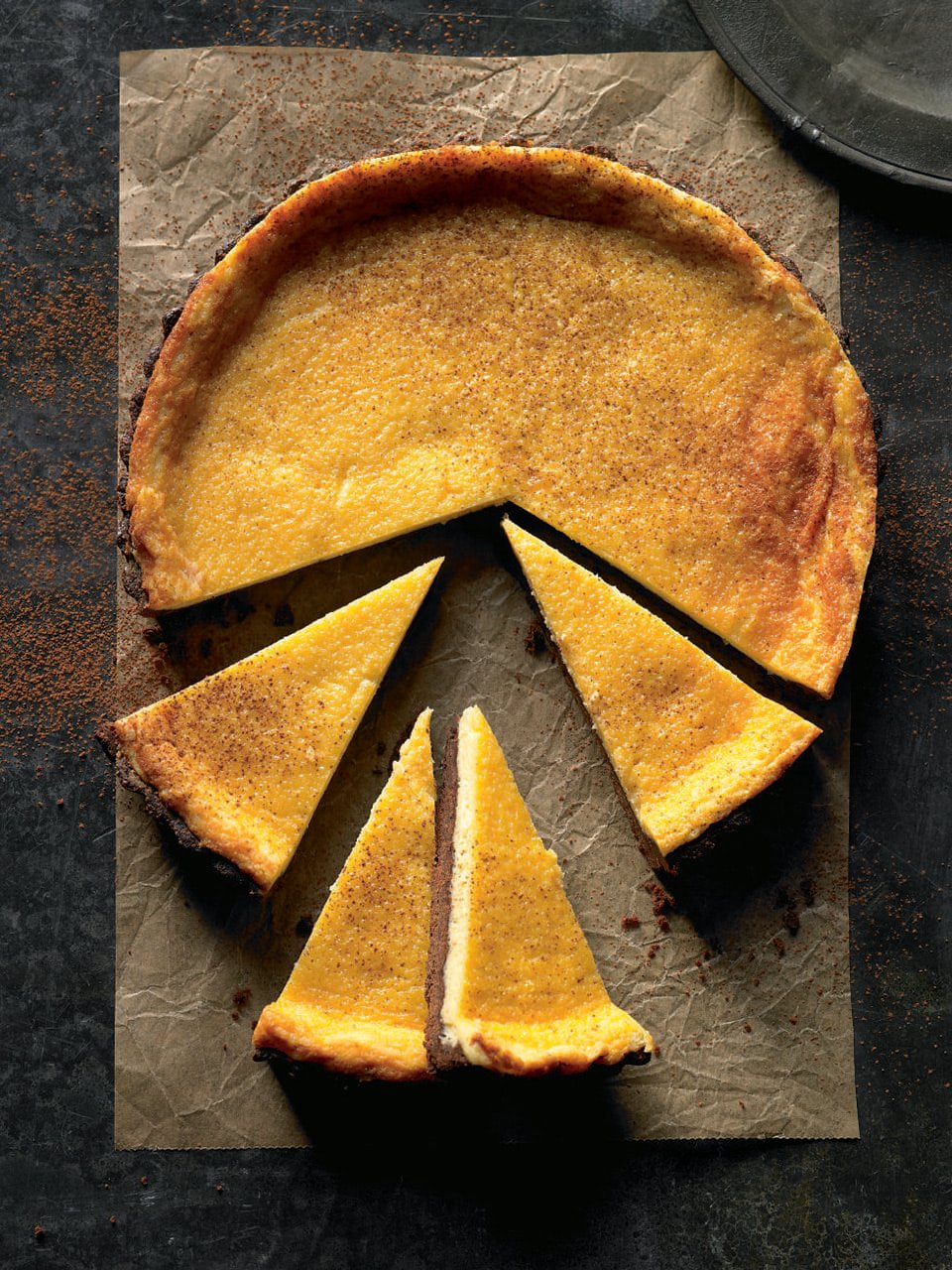 image of White and Dark Chocolate and Cardamom Tart recipe by Delicious Magazine