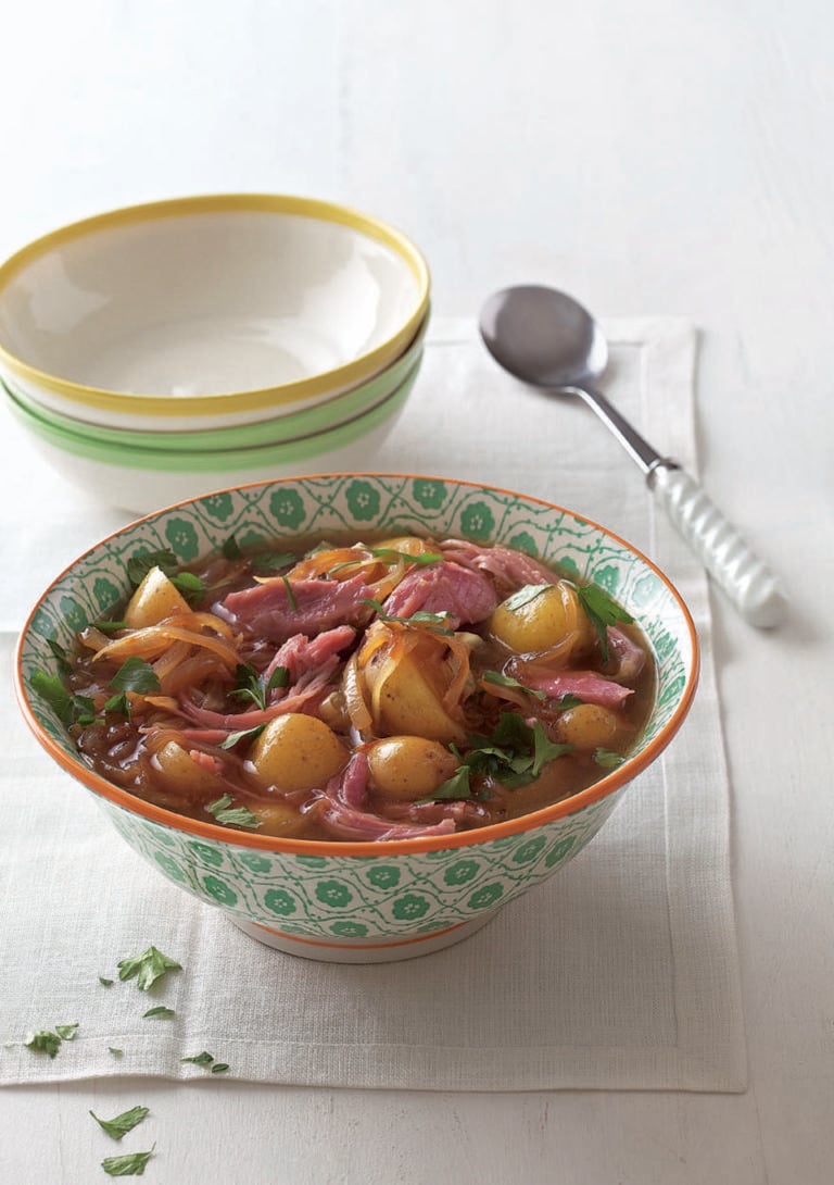 Ham hock and new potato stew