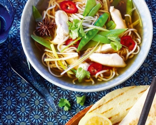 Aromatic chicken pho noodle soup