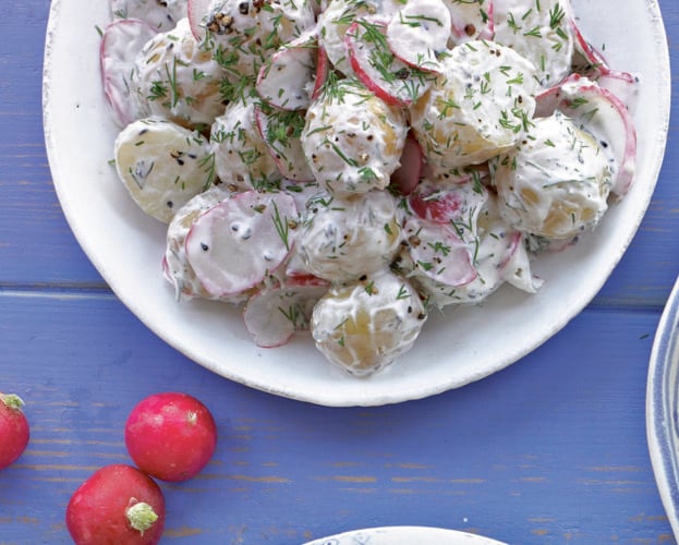 German sausage and new potato salad