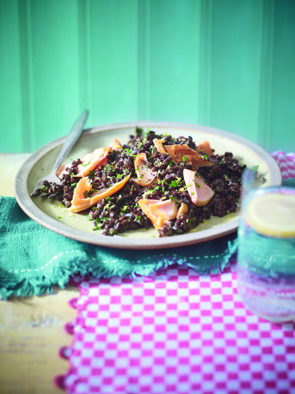 Hotsmoked salmon and zesty lentils recipe delicious. magazine