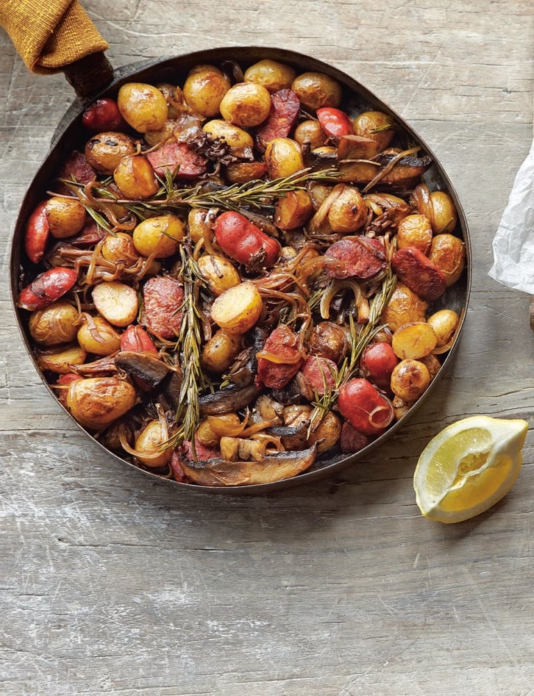 Mushroom, potato and chorizo fry-up