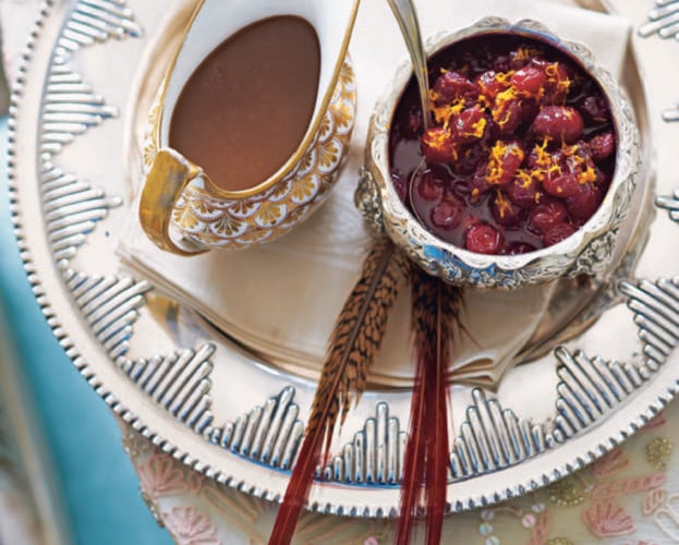 Cranberry sauce in a serving dish