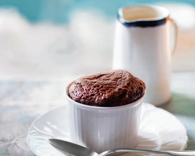 Apple soufflés with salted caramel sauce