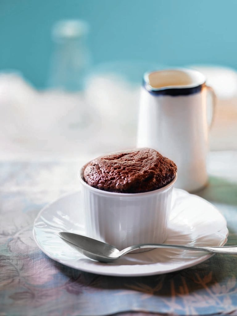 Chocolate and rum soufflés
