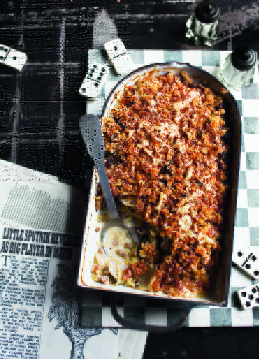 Kohlrabi, savoy cabbage and lamb bake recipe | delicious. magazine