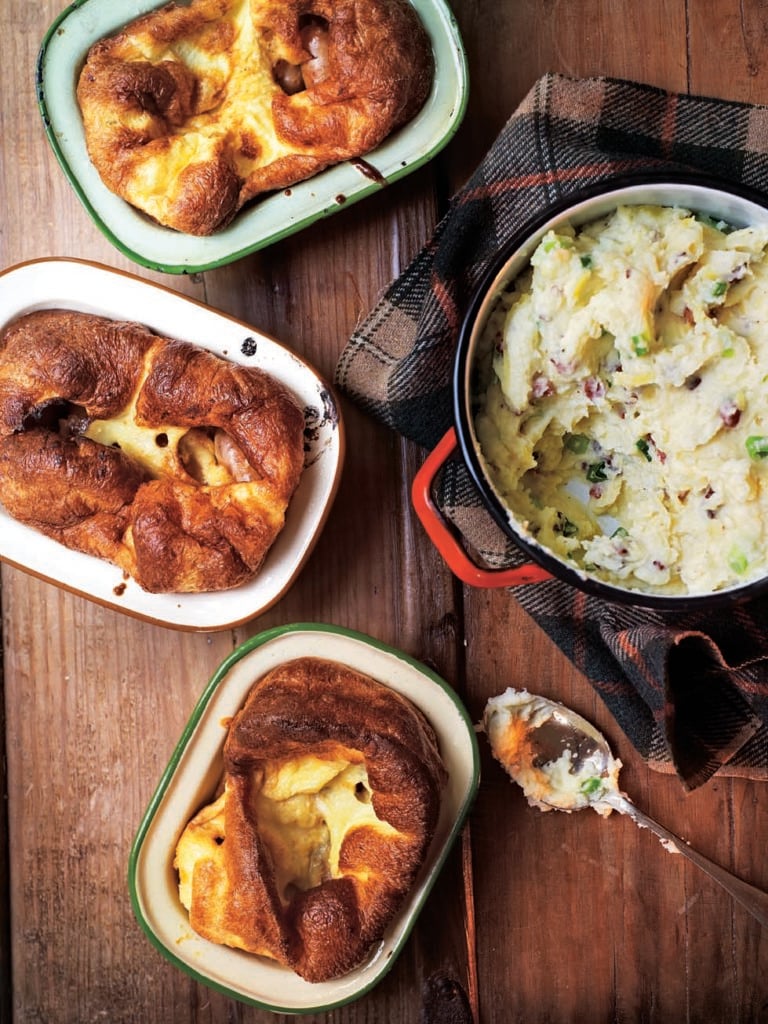 Cheesy mash with bacon and spring onions