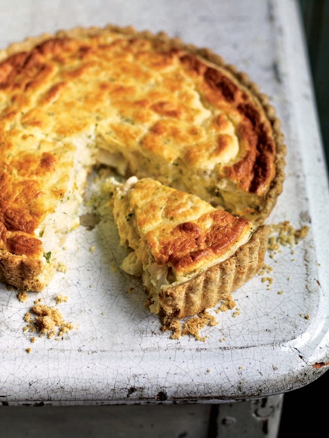 Souffléd smoked haddock tart in oatmeal pastry