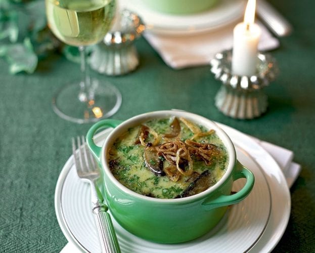 Portobello mushroom and chestnut baked custards