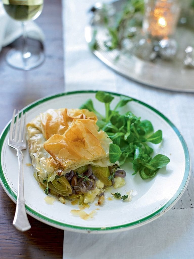 Caramelised leek, onion and Camembert parcels