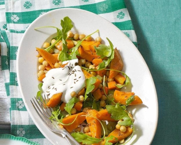 Roast squash, chickpea, rocket and cumin salad