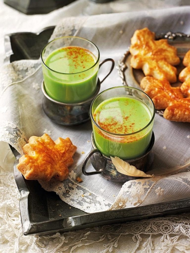 Spiced pea soup with cheddar sablés