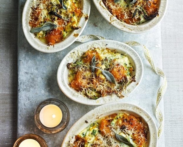 Baked butternut squash, ricotta and spinach