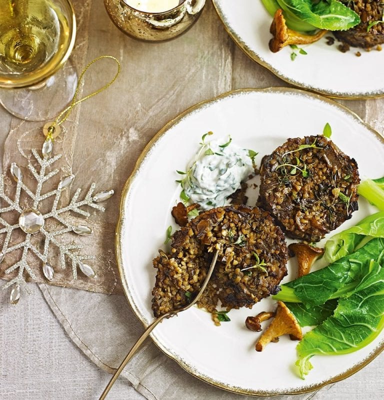 Wild mushroom and bulgur wheat cakes