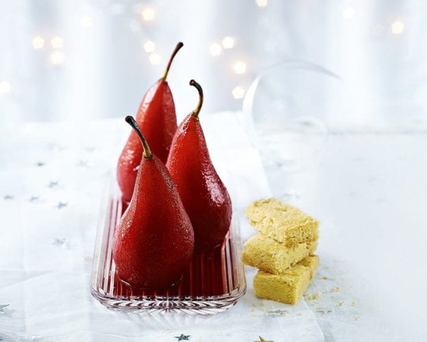Poached mulled wine pears