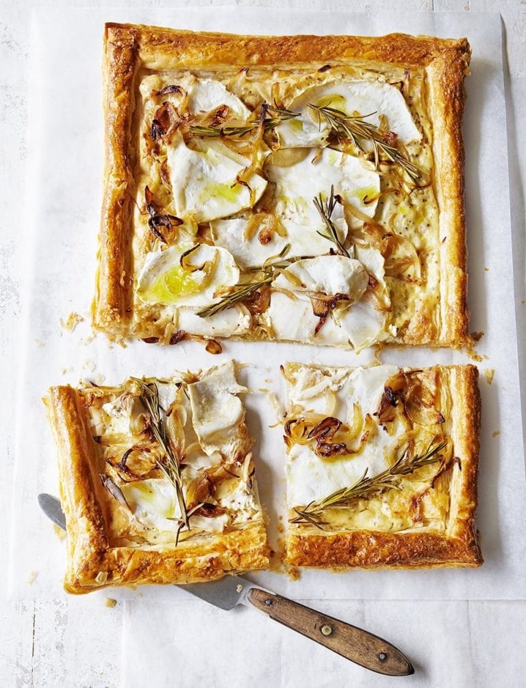 Celeriac, onion and mustard puff pastry tart