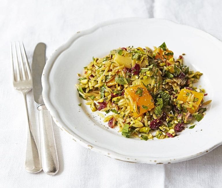 Warm root veg orzo pilaf