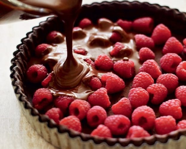 Chocolate and raspberry tart