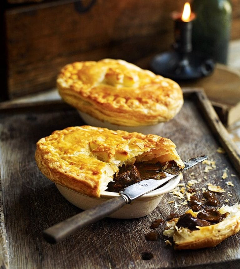 Beef, brown ale and mushroom pie