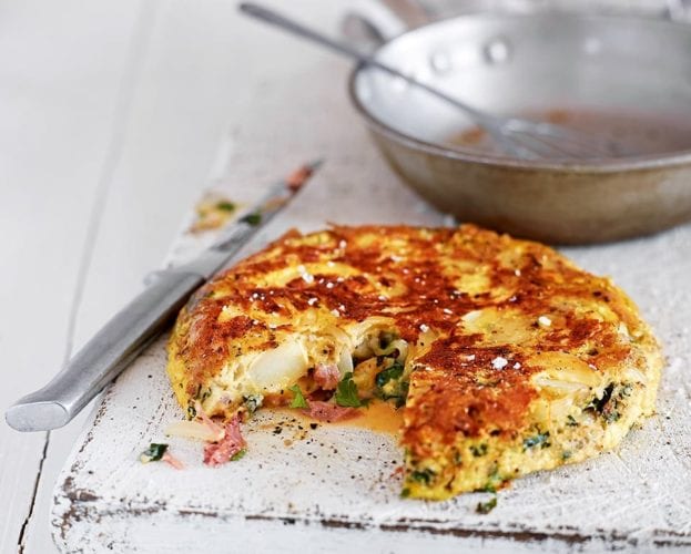 Frankfurter and mushroom tortilla