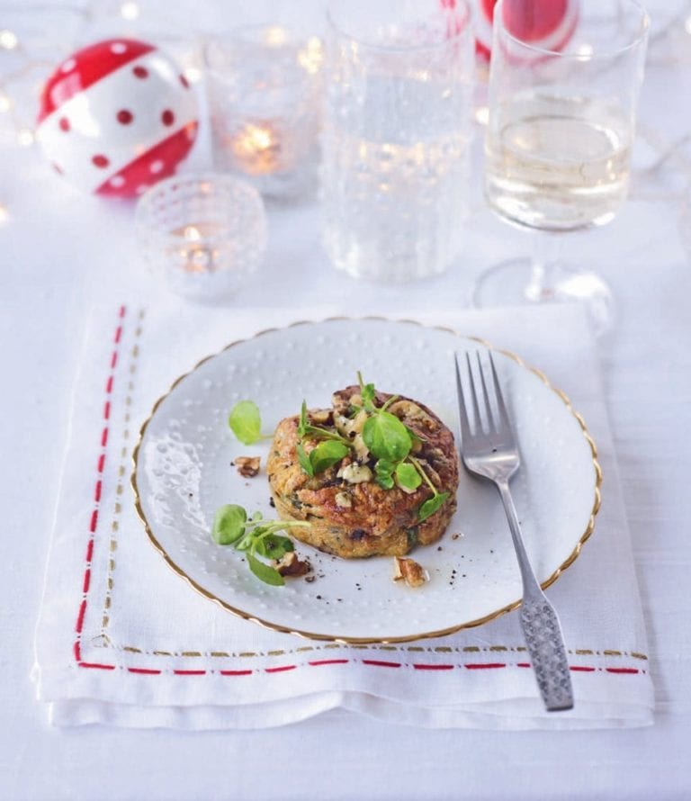 Twice-baked stilton, watercress and walnut soufflés